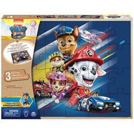 3 Holzpuzzles in einer Holzbox - Puzzlemotive aus PAW Patrol: Der Kinofilm - 1