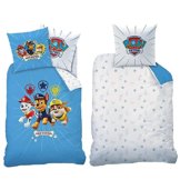 BERONAGE Paw Patrol Kinder-Bettwäsche Sign Blau 135 x 200 + 80 x 80 100% Baumwolle Biber-Flanell-Qualität Chase Marshall Rubble Ryder Rocky Zuma Hunde Bettzeug Bettbezug deutsche Größe Reißverschluss - 1