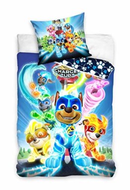 BrandMac ApS PAW Patrol Mighty Pups Kinder-Bettwäsche-Set 135x200 80x80 Baumwolle Chase Skye - 1