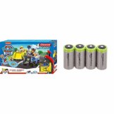 Carrera 20063035 First-Paw Patrol-On Double 2,9m, Mehrfarbig & Amazon Basics - C-Zellen, wiederaufladbare Batterien, 5.000 mAh NiMH, 4er-Packung - 1
