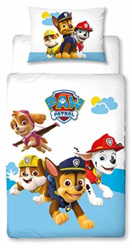 Character World PAW Patrol Kleinkind-Bettwäsche Set, Wende-Motiv, Bett-bezug 100 x 135 cm, Kopfkissen-bezug 40 x 60 cm,100% Baumwolle Cloud - 1