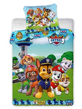 CLEAVEN Paw Patrol Bettwäsche Set aus 100% Baumwolle | Kinderbettwäsche 100x135 cm 2 teilig für Kinderzimmer, Mädchen und Jungen | Kinder Bettbezug inkl. Kissenbezug 40x60 cm (Paw Patrol 288) - 1