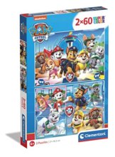 Clementoni 21617 Supercolor Paw Patrol – Puzzle 2 x 60 Teile ab 5 Jahren, buntes Kinderpuzzle mit besonderer Leuchtkraft & Farbintensität, Geschicklichkeitsspiel für Kinder - 1