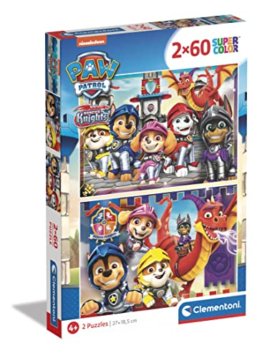 Clementoni 21621 Paw Patrol Supercolor Puzzle Patrol-2X60 Teile Ab 5 Jahren, buntes Kinderpuzzle mit besonderer Leuchtkraft & Farbintensität, Geschicklichkeitsspiel für Kinder, Mehrfarbig - 1