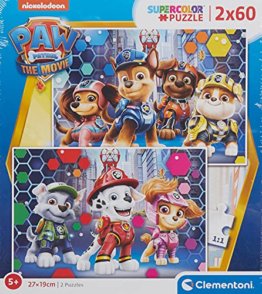 Clementoni 24787 Peppa Wutz Supercolor Paw Patrol The Movie – 2 x 60 Teile – Puzzle für Kinder ab 5 Jahren – Hergestellt in Italien, Cartoon', Mehrfarbig, One Size - 1