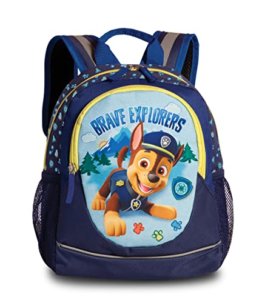 Fabrizio Paw Patrol Rucksack mit Chase „Brave Explorers“ – Kinderrucksack für Jungen von 3-6 Jahren, Kita- und Kindergartentasche – 27cm x 19cm x 11cm - 8L Blau - 1