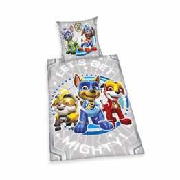 Herding Paw Patrol Glow in the dark Bettwäsche-Set, Im Dunkeln leuchtendes Wendemotiv, Kopfkissenbezug 80 x 80 cm, Bettbezug 135 x 200 cm, Mit leichtläufigem Reißverschluss, Baumwolle/Renforcé - 1