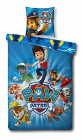 Kinderbettwäsche Set Paw Patrol, Linon 135x200 cm 80x80 cm, 100% Baumwolle, Jungen Wende Bettwäsche-Set - 1