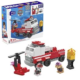 MEGA HHN05 - MEGA Bloks Bauset PAW Patrol Marshalls ultimatives Feuerwehrauto mit Marshall- und Skye-Figuren sowie 33 großen Bausteinen und Teilen, Spielzeug-Geschenkset für Kinder ab 3 Jahren - 1