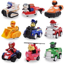 Paw Dog Geschenkset mit Fahrzeugen Chases Polizeiwagen, Marshalls Feuerwehrwagen, Rockys Recyclingtruck für Jungen Kinderspielzeug Spielzeug Alter Weihnachten Geburtstag Kinder Geschenk 9pcs - 1
