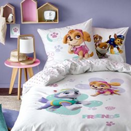PAW Patrol Bettwäsche Set für Mädchen Skye & Everest 2 teilig · Kinderbettwäsche · 1 Kissenbezug 80x80 + 1 Bettbezug 135x200 cm - 100% Baumwolle - 1