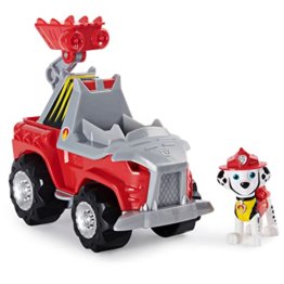 PAW Patrol Dino Rescue Marshalls Basis Fahrzeug mit Rückzieh-Mechanismus, inklusive Hundefigur und Überraschungs-Dino, Spielzeug für Kinder ab 3 Jahren - 1