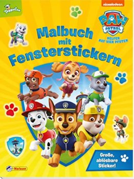 PAW Patrol: PAW Patrol: Malbuch mit Fensterstickern: Mit großen, wieder ablösbaren Stickern von allen Hunden | (ab 3 Jahren) - 1
