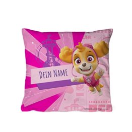 PICANOVA – PAW Patrol Skye Fotokissen mit Füllung in den Größen 30x30cm – Text individuell Bedruckt Schlaf- und Wohnzimmertauglich - 1