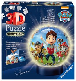 Ravensburger 3D Puzzle 11842 - Nachtlicht Puzzle-Ball Paw Patrol - 72 Teile - ab 6 Jahren, LED Nachttischlampe mit Klatsch-Mechanismus - 1