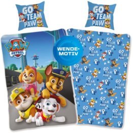 SkyBrands Paw Patrol Bettwäsche 135x200 80x80 Baumwolle · Kinderbettwäsche für Mädchen und Jungen · 2 teilig Paw Patrol Figuren Öko Tex Standard Deutscher Händler - 1