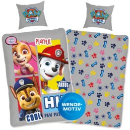 SkyBrands Paw Patrol Bettwäsche 135x200 80x80 Baumwolle Kinderbettwäsche für Mädchen und Jungen 2 teilig Kissenbezug 80x80 + 1 Bettbezug 135x200 cm - 1
