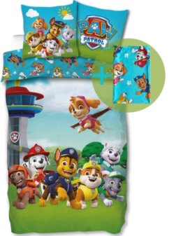 SkyBrands Paw Patrol Bettwäsche 135x200 80x80 Baumwolle [mit extra Beutel] Kinderbettwäsche für Mädchen und Jungen · 2 teilig Paw Patrol Figuren Öko Tex Standard Deutscher Händler - 1