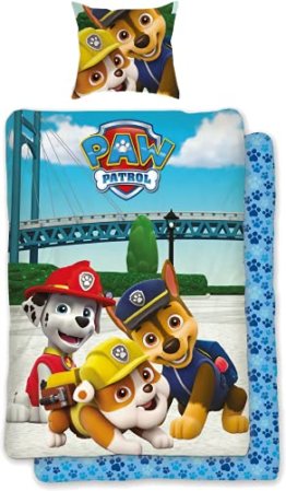 SkyBrands Paw Patrol Bettwäsche 135x200 80x80 Kissen-Bezug [Wendemotiv] Baumwolle | Paw Patrol Kinderbettwäsche Jungen Deutsche Größe mit ÖKO-TEX Siegel - 1