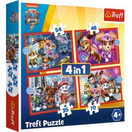 Trefl 34374 Stadt, PAW Patrol von 35 bis 70 Teilen, 4 Sets, für Kinder ab 4 Jahren 4 in 1 - 1