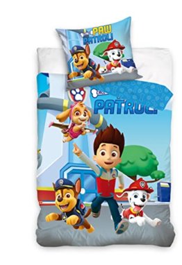 Viacom Paw Patrol Bettwäsche Bettbezug 135x200 80x80 Baumwolle, Blau, PAW204027-4-135 - 1
